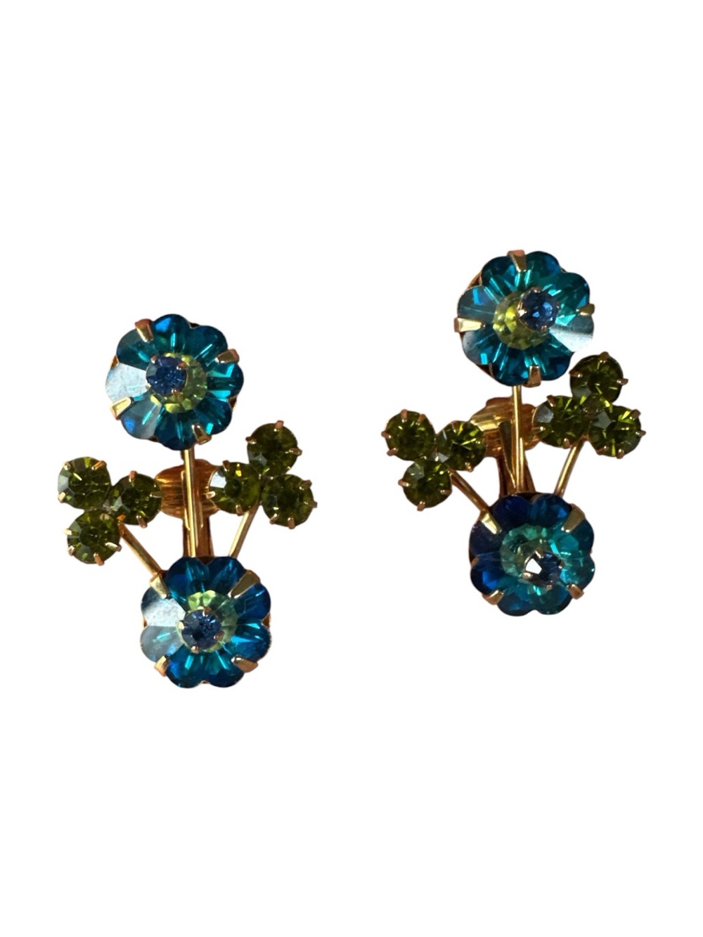 Vintage Alice Caviness Peacock Blue Clip on Earrings